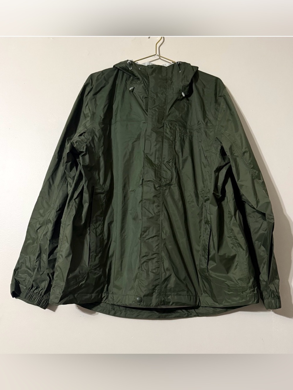 L.L. Bean Olive Hooded Raincoat